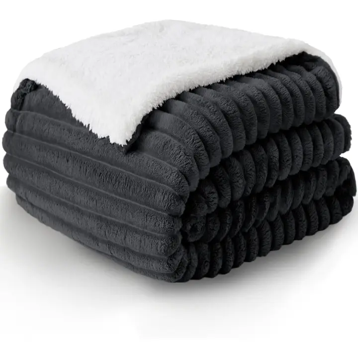 C.A - Manta Sherpa Franela Reversible para Cama, Manta Polar con Cordón para Sofá, Sobrecama Suave, Caliente, Transpirable para Invierno - 1