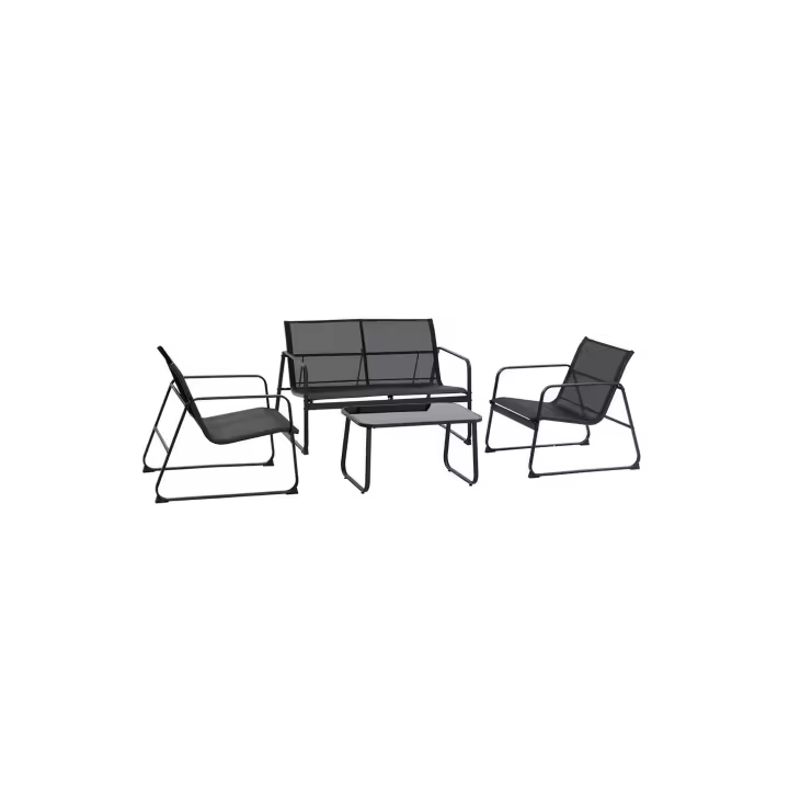 Mediawave Store Garden Set Zanzíbar NEGRO Sala de estar 4 PC Sofá 2 Sillones y Mesa Café - 1