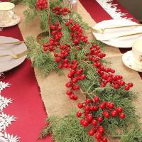 50/5 Pcs Ramas De Bayas Rojas Artificiales 12 Cabezas Decoración De Navidad Falsa Planta Holly Bayas Bouquet DIY Wreath Árbol De Navidad - details 8