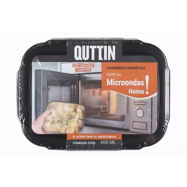 Fiambrera Hermetica especial para microondas y horno 600ML /Acero - 1