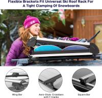 Portaesquís y Snowboard para coche. Color Gris. Portaesquís universal para 6 pares de Esquís o 4 tablas de Snowboard. Resistente a -60 grados. Instalación fácil y rápida en 15 minutos. Material de Aluminio. Portasnowboard. Distribuido por DistriLocu - details 3