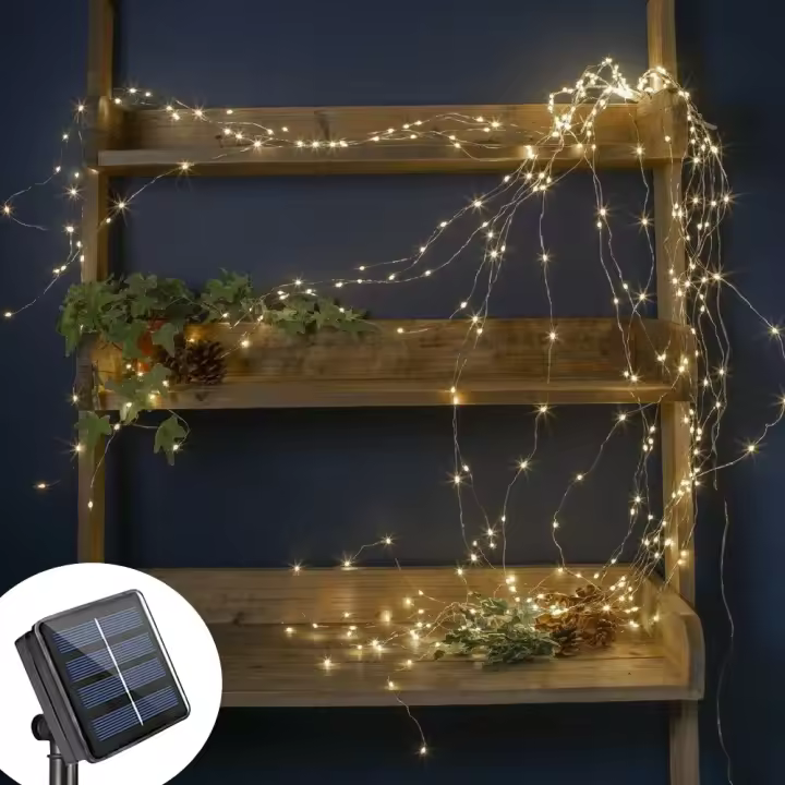 Luces De Navidad Para Árbol Y Jardín Solar Powered LED Con Ramas Y Luz De Agua En Cuero Molido Impermeable Para Fiesta De Jardín Decoración Exterior - 1