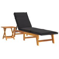 vidaXL Tumbona con cojín ratán sintético y madera maciza acacia Modelos de 2x sun lounger +table, Tumbona, Tumbona + Mesa Sillas de Exterior Ideal para jardín, playa, piscina, terraza Tumbona Piscina Tumbonas Playa Tumbonas Jardín Exterior - details 3