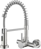 Grifo Cocina pared 11cm 2 Modos (Chorro/Ducha)-Medidor giratorio 360 ° Maple inoxidable 304 - Aireador extraible-Alta presión - Grifería fregadero flexible" - details 0