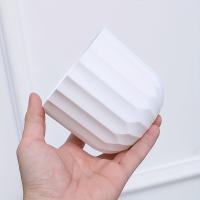 3PCS Maceta Redonda Vertical Estripada De 10.5x9.5CM Para Habitación Sala De Estar Balcon Hotel Frontal Textura Blanca Transparente - details 2