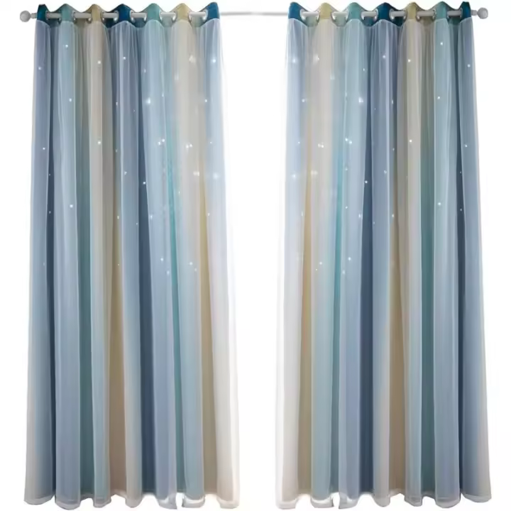 Cortina opaca para dormitorio, cortina con reducción de ruido, aislamiento térmico, cortinas opacas con patrón (53" de ancho x 83" de alto (134 x 200 cm)) - 1