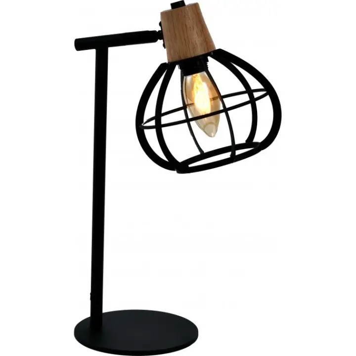 Lámpara de sobremesa de metal color negro y madera color Haya. Bombilla E14. Ref 5037/1T (DISPONIBLE EL CONJUNTO DE LÁMPARAS) - 1