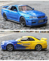 Modelo De Coche Deportivo GTR34 De 1:32 En Aleación De Metal Con Absorci\u00f3n De Choque De Cuatro Ruedas Luces Y Sonido Geniales Decoraciones De Escritorio - details 13