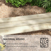 Outsunny Banco de Madera Banco de Jardín de 2 Plazas Carga 220 kg Banco de Exterior para Patio Terraza Piscina 130x38x45 cm Natural - details 3