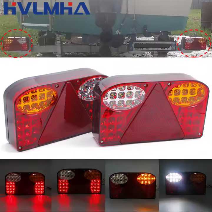 Par De Luces Traseras LED Impermeables Para Coche Camión Y Remolques 12V ABS Material Luz Trasera Para Vehículos - 1