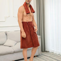 Toalla De Baño Absorbente Para Hombres Con Cierre Seguro Y Bolsillo Para Gimnasio Spa Sauna Showers Textil Doméstico Tela Tejida De Fibra De Bambú 100% Secado Rápido - details 7