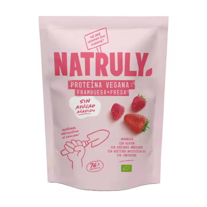 Natruly Proteína Vegana Frambuesa + Fresa 350g – Alta en Proteína, Natural y Deliciosa - 1