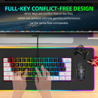 Nuevo Kit De Teclado Y Ratón RGB Gaming Con 61 Teclas Blanco Y Negro Para Oficina Y Juegos Incluye Teclado Y Ratón Con Iluminación Combos De Teclado Y Ratón Para Gamer De PUBG - details 2