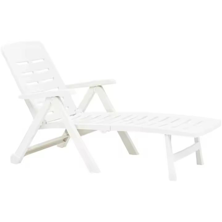 Ipae-Progarden Tumbona Smeraldo Plegable con Respaldo Multiposición y Ruedas - Blanco para Exterior - 1