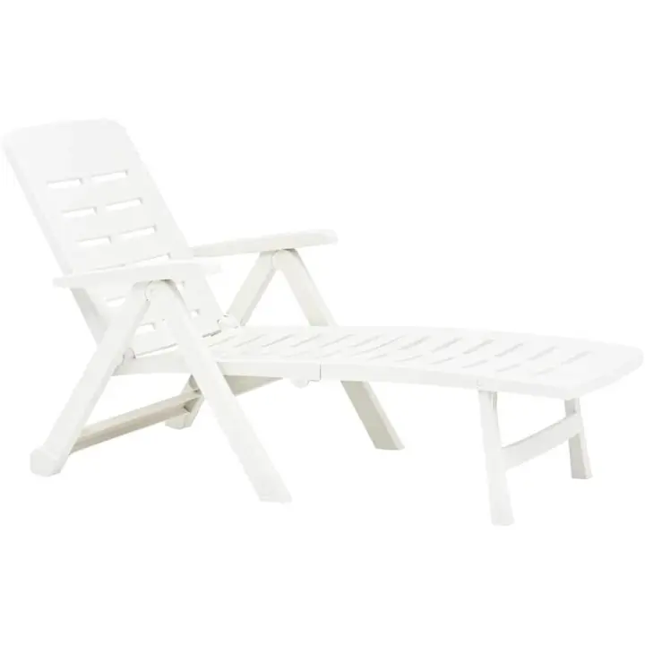 Ipae-Progarden Tumbona Smeraldo Plegable con Respaldo Multiposición y Ruedas - Blanco para Exterior - 1