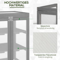 Invernadero de Marco frío de 3 estantes con 2 Puertas, de madera y policarbonato, resistente a la intemperie, hasta 15 kg por estante, gris oscuro - details 2