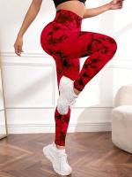 Pantalones De Yoga Para Mujer Con Cintura Alta Y Control De Abdomen Estampado Tie-Dye Leggings Deportivos De Elasticidad Alta Para Correr Y Fitness - details 2