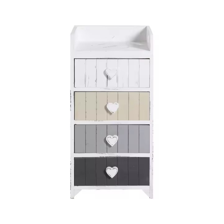 Rebecca Furniture Cajonera 4 Cajones Madera Blanco Multicolor 72x35x27 - 1