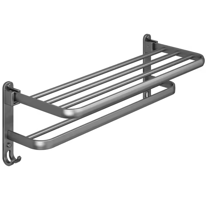 Toalla de baño de Aluminio, área de Pistola gris, sin perforación, para baño, inodoro, toallero - 1