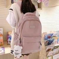 Mochila impermeable de nailon para adolescentes, bolso de hombro de moda para niñas, mochila escolar de secundaria para mujeres, color negro - details 4