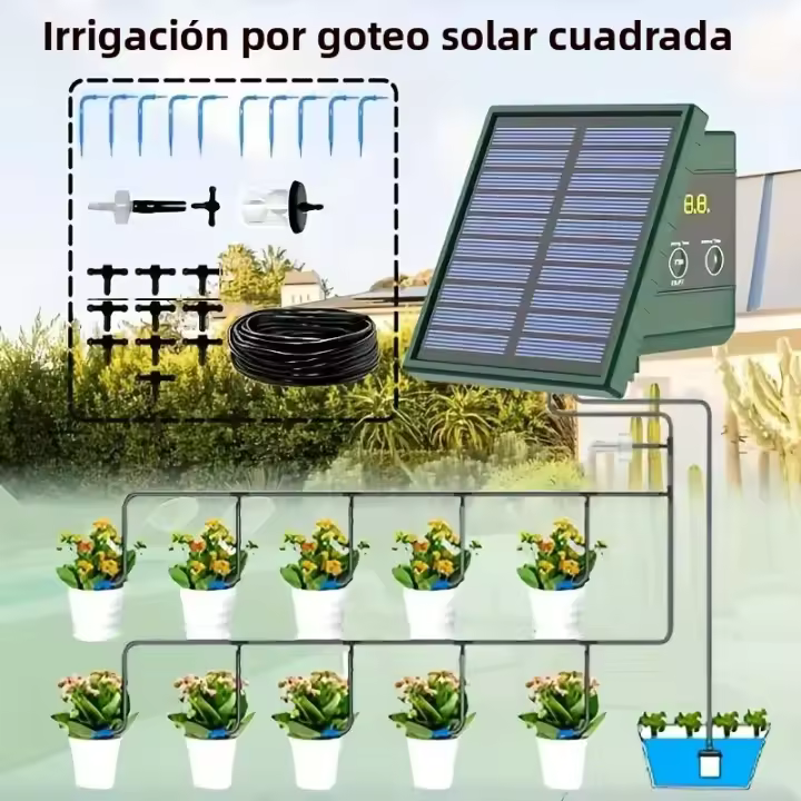 Nueva Sistema De Riego Solar DIY Cinta De Riego Por Goteo Cuadrada Con 10 Cabezales Adecuado Para Jardines Courtyards Y Jardines - 1