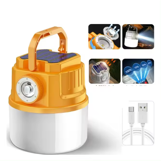 Linterna portátil para acampar al aire libre, con energía solar y recargable por USB, luz para tienda de campaña con modo de luz, luz colgante para tienda de campaña para emergencias al aire libre, cortes de energía y tormentas.（1） - 1