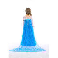 Vestido De Princesa Para Niñas Disfraz De Elsa Con Capa Ropa De Cosplay Para Fiestas De Carnaval Vestido Largo De Hielo Con Diamantes Estilo Europeo Y Americano Talla Verdadera Para Edad 4-6A-LINE Sin Aros - details 4