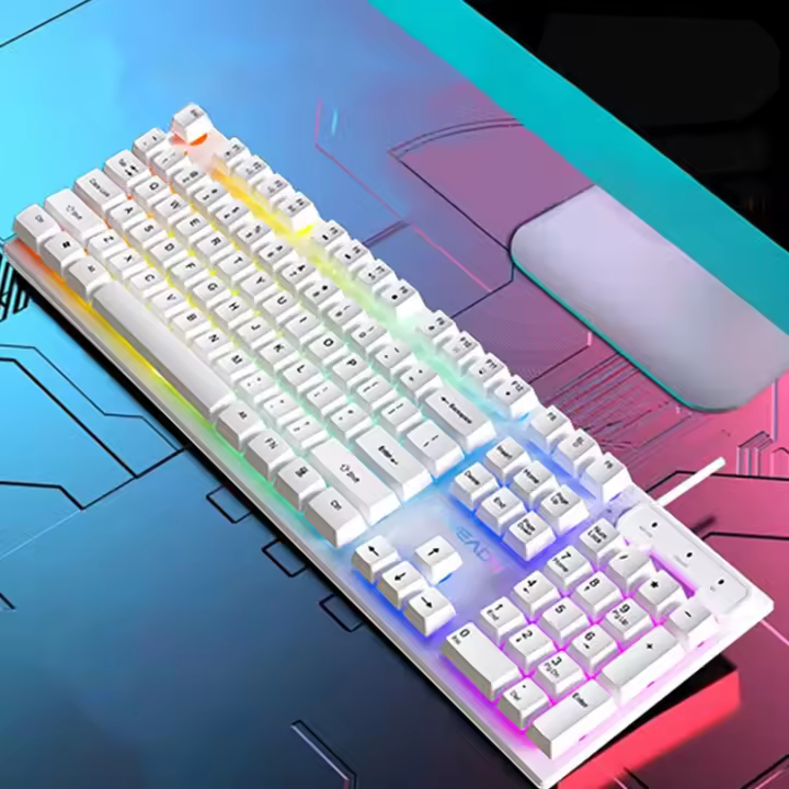 Teclado De Juego EWEADN Con Cable Silencioso 104 Teclas Tamaño Completo Retroiluminado LED Arco Iris Para Windows Laptop PC - 1