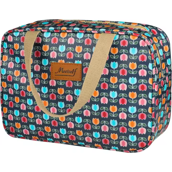Neceser de Viaje Mujer Bolsa de Cosméticos Impermeable Bolsa de Aseo Portátiles Bolsa de Gimnasio Organizador de Artículos de Tocador Uso Diario Bolsa Aseo Señora(tulip) - 1