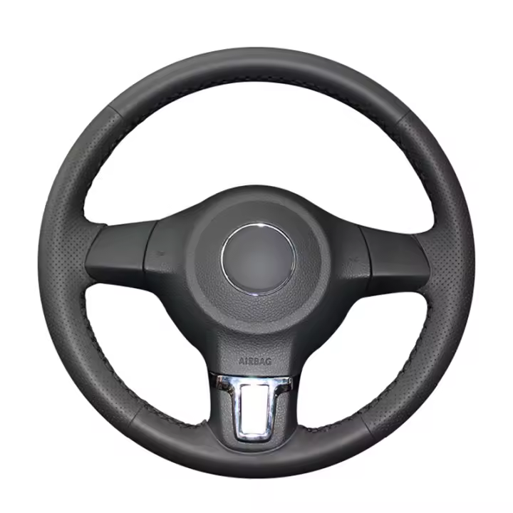Cubierta De Volante De Cuero Para Volkswagen VW Golf 6 Mk6 Polo MK5 Hecha a Mano Tamaño Adecuado Para 2010-2014 - 1