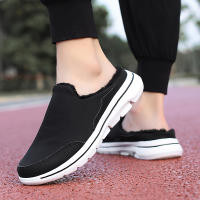Zapatillas Casuales De Algodón Para Hombre Invierno Cómodas Y Cálidas Zapatillas De Casa Con Piel Media Botas De Nieve Suela EVA Zapatos Planos Suaves Talla Verdadera Para Adultos - details 32