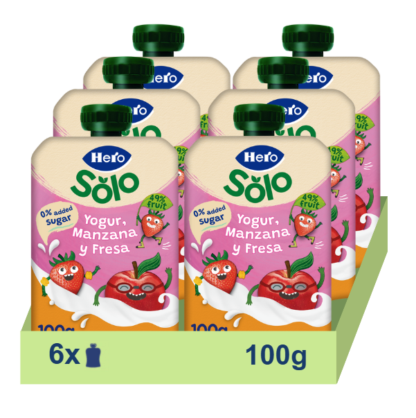 Bolsita Hero Yogur con manzana y fresa, 6x100g