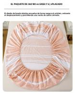 Juego De Sábanas Fitted Con Estampado Rayado De 3 Piezas - Suave Y Transpirable - Incluye 1 Sábana Fitted Y 2 Fundas Para Cojines Para Un Sueño Cómodo - details 4