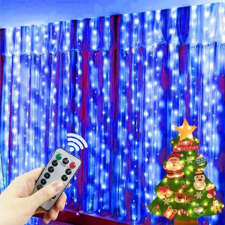 3M LED Cortina Guirnalda De Luces USB Con Control Remoto Decoración De Navidad Y Boda Para El Hogar Festoon De Navidad - 1