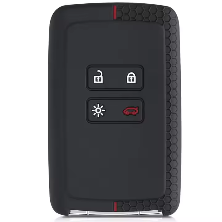 AUTOZOCO Funda Silicona Mando Llave del Coche 4 Botones Compatible con Renault Y Dacia - Funda TPU - Protege Llaves Compatible con Dacia y Renault - Negro y Rojo - 1