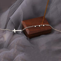 Collar Colgante Vintage ANENJERY Estrella Cruzada Cadena Clavícula Plata Tailandesa Para Mujer Joyería S-N626 Geométrica - details 3