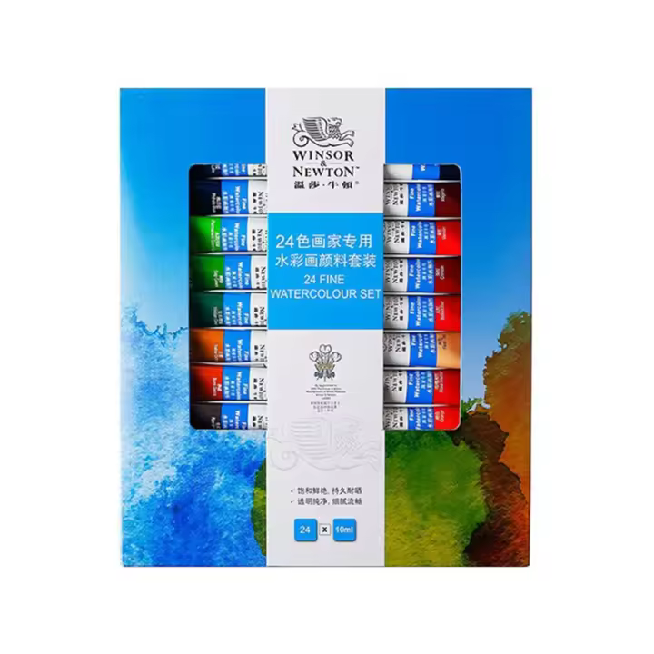 Winsor Newton-Tubos Acuarela Pintura 24 Colores Profesional, Set de Decoración de Uñas con Efecto transparente, Juego de Pinturas para Dibujar sobre Tela, Cartón, Madera, Creatividad, Arte,  Ideal para Regalo, Niños, Artistas,  Uñas, Manicuras y Pedicuras - 1