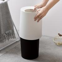 Recipiente De Basura Redondo De Plástico Ecológico Con Recubrimiento Desmontable Moderno Para Baño Dormitorio Y Oficina - details 4