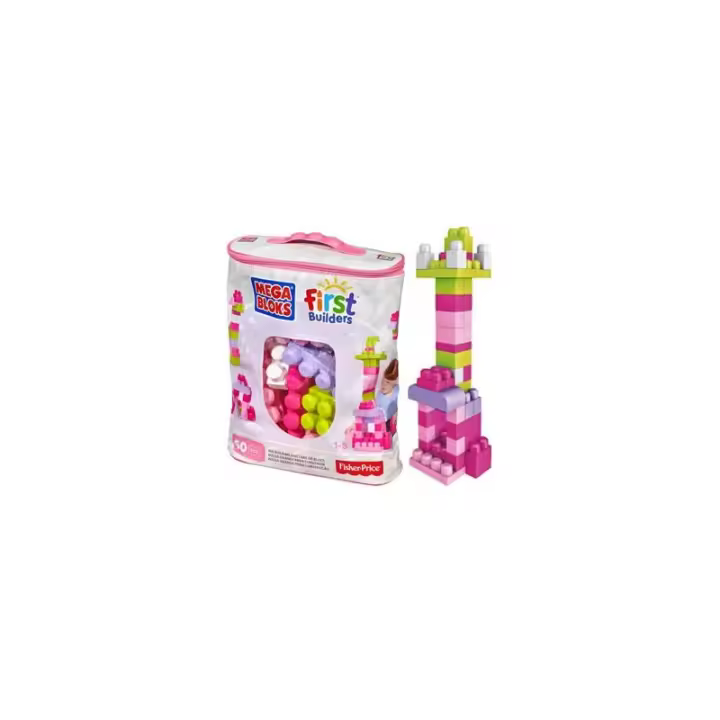 MEGA BLOKS BOLSA 60 PZAS ROSA +12M MTT-DCH54 - 1