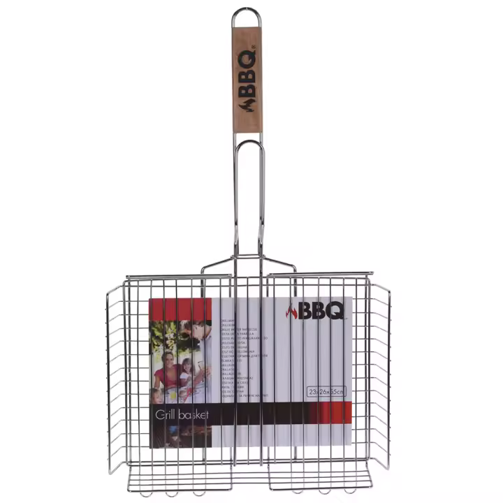 Bbq Parrilla Doble Honda con Asa de Madera para Asado de Verduras - 1