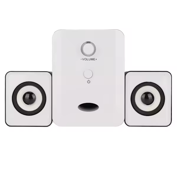 Cable de escritorio con alimentación USB y subwoofer para PC, portátil, tableta, versión deslumbrante, color Negro y Blanco - 1