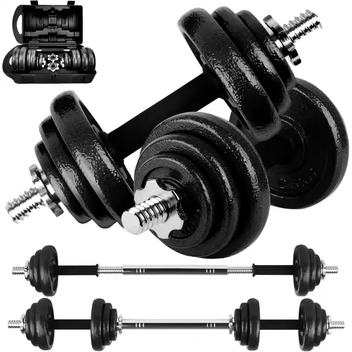 Par de Mancuernas Ajustables y Antideslizantes con Barra de Conexión【15-50 kg】E-Book y Maletín, Discos de Hierro con Tuercas Seguras, Gimnasio en Casa, Fitness (Iron Transformer) - 1