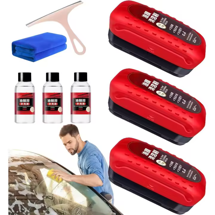 Limpiador de vidrios Gelmalls, tablero de limpieza de vidrios Gelmalls, película repelente de aceite para ventanas de coche, tablero de limpieza universal para todo tipo de superficies de vidrio (3 unidades) - 1