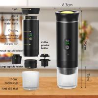 Cafetera eléctrica portátil, cafetera para automóvil para viajes y campamentos, cafetera que funciona con baterías compatible con café molido y cápsulas, color negro - details 1