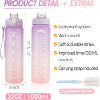 Botella Deportiva de 1 L: Botella deportiva a prueba de fugas y sin BPA para fitness, Gimnasio y Deportes al Aire Libre, color Morado - details 3