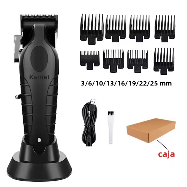 Cortador De Pelo Profesional Kemei KM-2296 Para Hombres Máquina De Corte Con Asiento Y Cargador Trimmer De Cabello Universal Recargable - 1