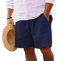 New Mens Cotton Solid Color Short Lightweight Gym Pants Linen Beach Shorts Men Jogging Sport Large Short Homme - details 5
