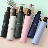 Paraguas Automático Completo 24 Huesos Protección UV Sombrilla Plegable En Tres Etapas Con Película Negro Para Protección Solar Y Lluvia Tamaño Único Negro - details 0