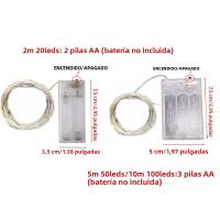 Cadena De Luces LED De Hilo De Cobre Fairy 1/2/3/5/10M Con Pilas Incluidas Para Decoración De Habitación Jardín Fiesta Boda - details 0