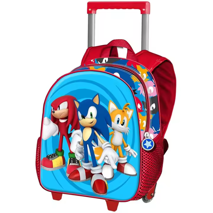 Mochila Carro Sonic 3D Infantil Pequeña, Trolley Sonic 3D, Color Azul, 34 x 26 x 13 cm, Karactermania - Kiglam - 1
